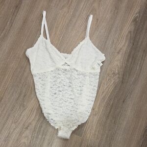 Aerie Cream/White Lace Bodysuit Size XL Nwt